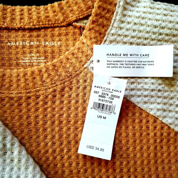NWT---A.E.O (M) TAN WAFFLE LONG SLEEVES - Picture 6 of 8
